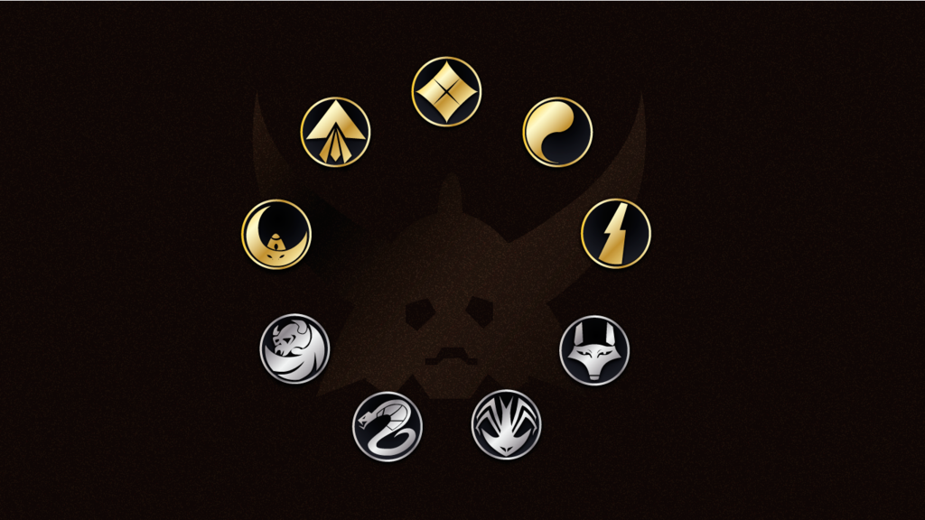 Wallpaper fanart of all of the nine armors' crests with the Yoroiden Samurai Troopers helmet logo in the background.