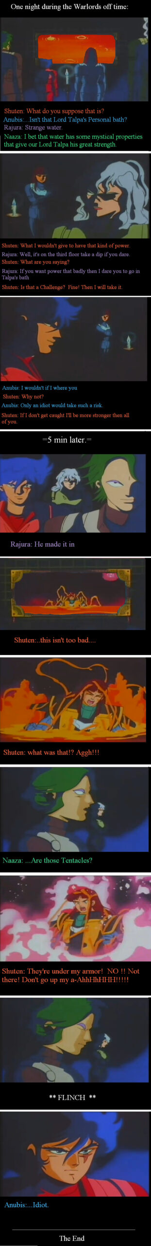 Comic between the Dark Warlords/Mashou using screenshots from the TV series.