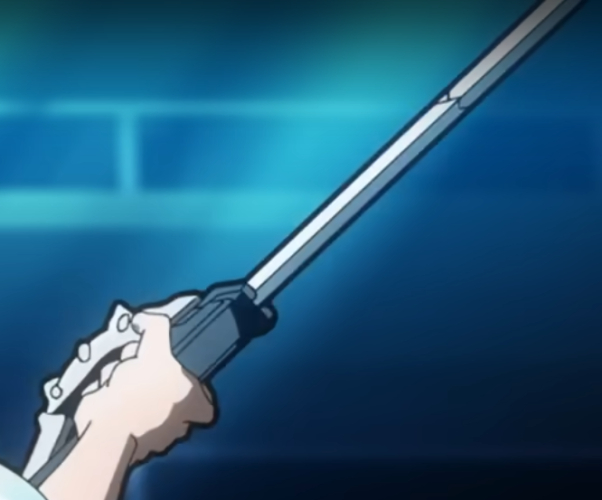 A screenshot of an enemy blade from the teaser trailer for Yoroi Shin Den Samurai Troopers.